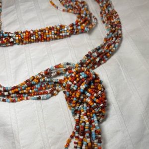 Beaded multicolor long knotted necklace